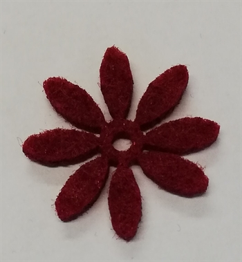 Filt blomster Daisy lille vinrød Ø 2,5 cm